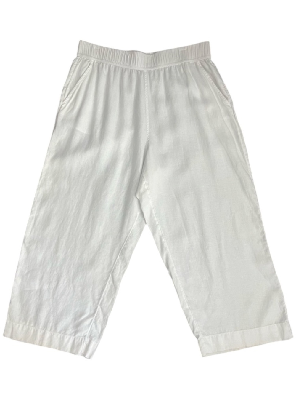 TAHARI ESSENTIAL Classic White Linen Wide-Leg Pants - Beach Relaxed Fit - Size L - Picture 2 of 8